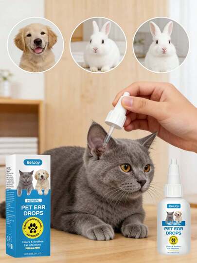 Pet Ear Cleansing Liquid, Gentle Cleaning For Earwax And Secretions, Suitable For Cats, Dogs And Rabbits. This Pet Ear Care Set Is Designed Specifically For Daily Gentle Ear Care For Cats, Dogs And Rabbits. The Delicate Formula Can Gently Act On The Ear Canal, Helping To Remove Earwax And Excess Secretions, Relieve Ear Discomfort And Maintain A Fresh State.
