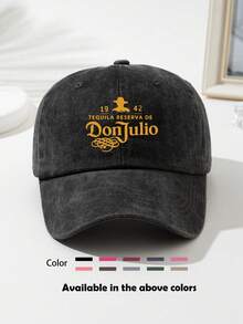 1顶男女通用“Don Julio”印花复古水洗棒球帽，运动可调节后扣帽，遮阳帽，弯檐帽，钓鱼帽，徒步帽，老爹帽，卡车司机帽，适合日常佩戴、户外骑行、旅行、钓鱼等各种场合，夏季、海滩、假日皆宜。 - 款式N - 查看 12