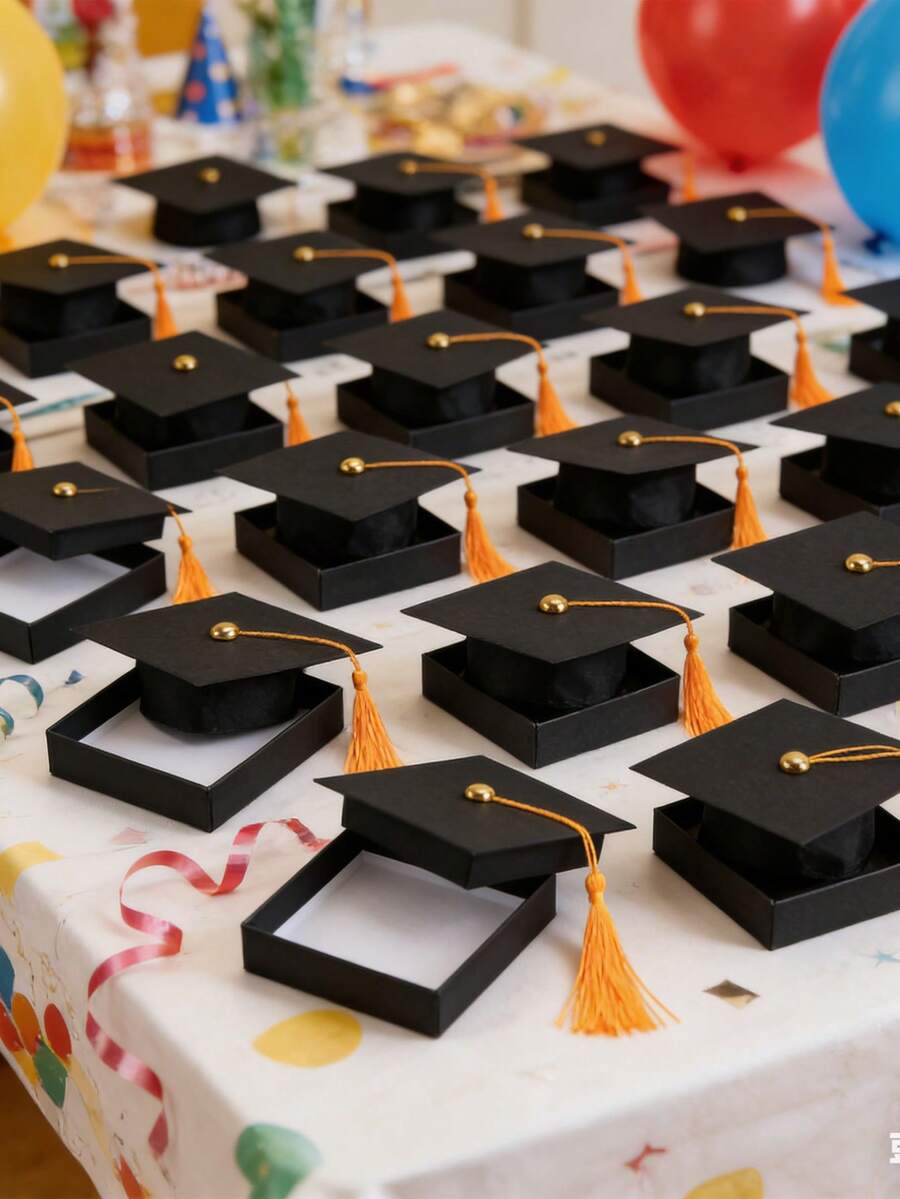 2/1个黑色毕业帽礼盒，纸质纪念装饰盒，毕业帽造型装饰盒，2026毕业礼物装饰，主题派对礼品包装，毕业派对装饰，纸质礼盒，适用于毕业典礼和派对装饰，理想的毕业纪念品，庆祝盒，庆祝装饰