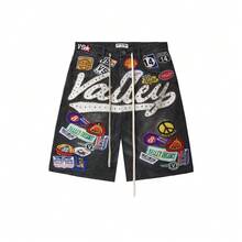 Mens ClothesTrendy Fashion Splicing Retro Jorts Jeans Men's Versatile Casual Drawstrings Shorts For Men - Black - View 3