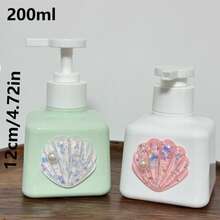 Green Fresh Summer Shell Themed Sunscreen Bottle, Pink Glitter Shell Refillable Bottle, White Shiny Shell Shaped Hand Wash/Shower Gel/Shampoo/Lotion/Makeup Remover/Cosmetic Empty Bottle, Suitable For Girls At Home Or Travel. Couple Set, Wedding Souvenir, Bathroom Hand Wash Bottle, Travel Squeeze Bottle - Multicolor - View 6