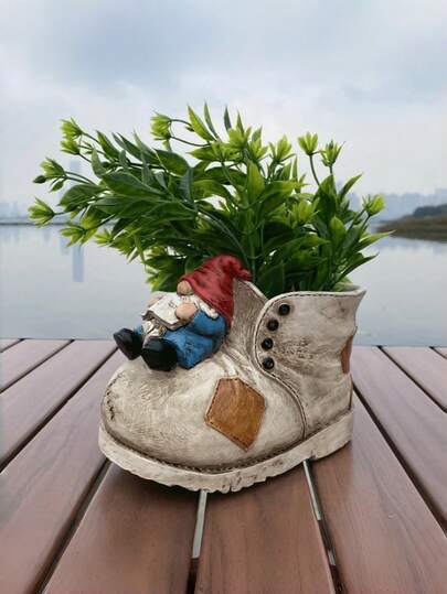 1个创意破鞋造型多肉植物花盆，独特花盆，树脂靴子花瓶工艺品，适合美化和装饰庭院、阳台和家居