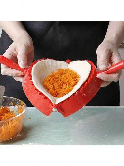 1 khuôn làm bánh bao bằng nhựa màu đỏ, khuôn ép bánh, thích hợp cho các dụng cụ làm bánh.