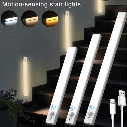 NBBUFF 20cm/30cm/50cm Motion Sensor Lights, Bedroom Night Light Bars, Adjustable Brightness And Color Temperature, USB Rechargeable LED Lights Suitable For Room, Cabinet, Closet, Corridor And Stairs