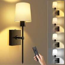 1/2pcs Black Fabric Rechargeable Wall Lamp (Bulb Included), Wireless Detachable Battery, Remote Control Touch Dimming, 3000K-6000K Adjustable Color Temperature, Timer Memory Function, Suitable For Bedroom, Wall Decor, Picture Frame Lighting, Home Decoration - Black - View 14