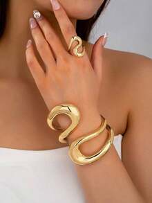 Gold Sun Face Hand Chain Bracelet, Vintage Cuff Bangle With Attached Ring, Gothic Statement Jewelry For Women, Rave, Festival, Gift - 黃金8 - 查看 5
