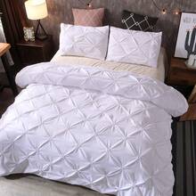 3Pcs White Diamond Lightweight Comforter Sets -AU Double Queen King Bedding Set With Two Pillowcases,Soft & Comfortable With Polyester Filling, Machine Washable, Suitable For Bedroom, Dorm And Hotel Decor, Essential Autumn/Winter Bedroom Accessory,Wedding Items,Valentines Day Home Bed Room Decor,Mothers Day Gift,All Season - trắng - Xem 2