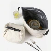1pc Portable Insulated Lunch Bag, Reusable Canvas Tote, Leakproof Thermal Lunch Box Bag - Multicolor - View 7