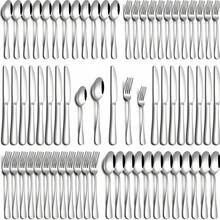 60pcs Silvery 304 Stainless Steel Silverware Suitable For 12 People To Use, Steak Knife, Salad Fork, Dessert Spoons, Cutlery Set With Gift Box, Kitchen Accessories, Home Outdoor, Wedding Camping Stuff, Christmas Party Gift - Silver - View 8