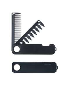 1把旋转宽窄齿折叠梳，便携式迷你双齿折叠梳，360°旋转纹理造型刘海梳 - 彩色 - 查看 11