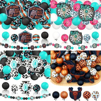25 hạt silicon, họa tiết Bohemian hình đầu bò, màu ngọc lam, hình thánh giá, hình móng ngựa, họa tiết da bò, hình trái tim, thiết kế thời trang, thích hợp để làm trang sức, lý tưởng cho việc tự làm vòng tay, dây đeo, bút đính hạt, đồ trang trí ngày lễ và các sản phẩm thủ công khác - Món quà hoàn hảo cho sinh nhật, mùa xuân, mùa hè, Ngày của Cha, Ngày của Mẹ - Bộ dụng cụ đính hạt, vật tư đính hạt