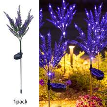 Solar Powered Lavender Artificial Flower Lights, Outdoor Lawn Stake Lights, Garden Patio Balcony Decor, Mother's Day Father's Day Anniversary Wedding Gift, Romantic Atmosphere Lights, Purple Flower Field - Solar-powered Lavender Lamp - View 10