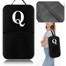 1 pieza Bolsa para paleta de bolas Bolsa para bolas de tenis con patrón de iniciales de la A a la Z Funda protectora negra para raqueta con cremallera Bolsa para raqueta de tenis Mochila para bolas para mujeres - Negro - Ver 23