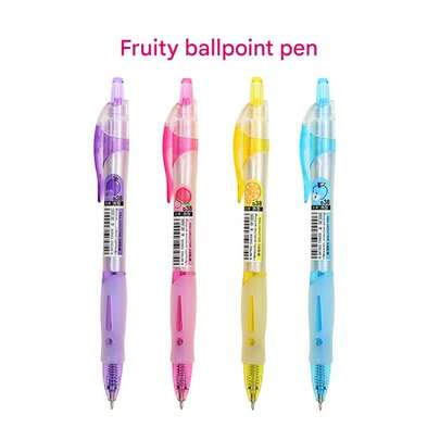 4pcs M&G Fruit Scented 0.38mm Ballpoint Pens, Apple, Orange, Grape, Peach Flavors