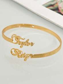 Dainty 18K Gold Plated Custom Name Bangle Bracelet Custom Name Bracelet Personalized Stainless Steel Jewelry Gift For Women - Multicolor - View 9