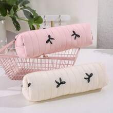 蝴蝶结图案铅笔盒 柔软触感笔袋 拉链大容量学生文具袋 便携式文具袋 学习用品 - 多色 - 查看 5