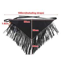 Women Retro Waistband Tassel Wide Waist Belt Fashion Triangle Tassel Corset Belt Shirt Dress Coat Decor Accessories - 黑色 - 查看 5