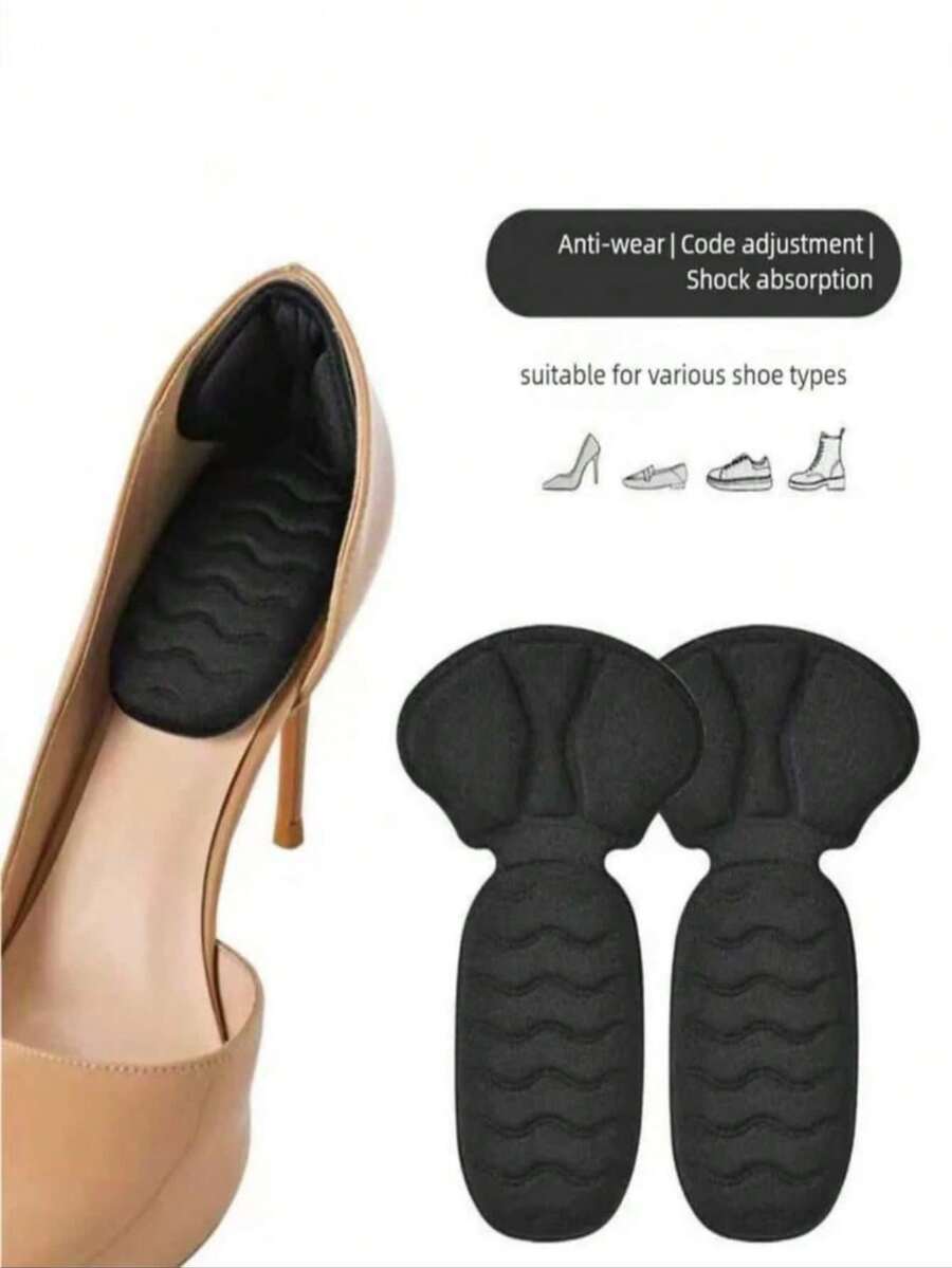 1 Paio di Rialzi per Tacchi Alti da Donna, realizzati in materiale spugnoso, assorbenti del sudore e traspiranti, morbidi e confortevoli, protettori anti-usura per i tacchi, adatti per donne con scarpe che sfregano sui talloni - nero - Visualizzare 1