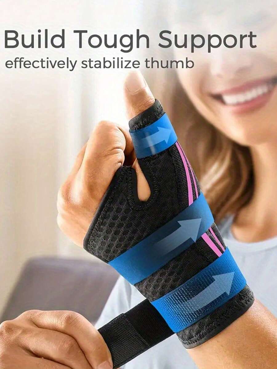 Penyangga Pergelangan Tangan Ergonomis dengan Penopang Jempol - Penyangga Pergelangan Tangan untuk Sindrom Terowongan Karpal, dengan Penopang Jempol yang Dapat Diatur, Cocok untuk Tangan Kiri atau Kanan - Desain Melingkar 270°, Sistem Tiga Tali Memastikan Kesesuaian yang Sempurna