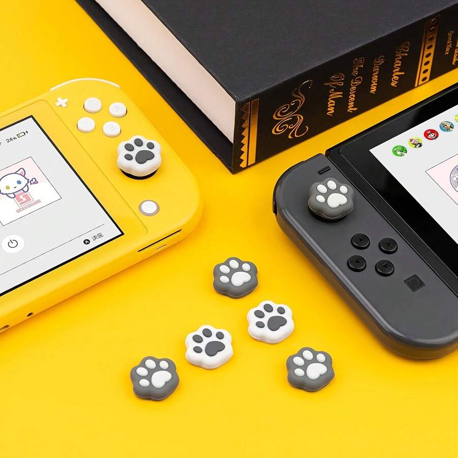 4 fundas protectoras de silicona suave con forma de pata de gato para joystick, compatibles con Switch/OLED/Switch Lite - Ver 1