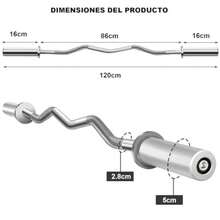 Barra Olimpica de Ejercicio Profesional 1.2M Poste de Levantamiento de Pesas con 2 Clips de Resorte Acero Sólido Dumbbell Bar para Entrenamiento de Fuerza en Casa o en el Gimnasio - Varilla Doblada - Ver 6