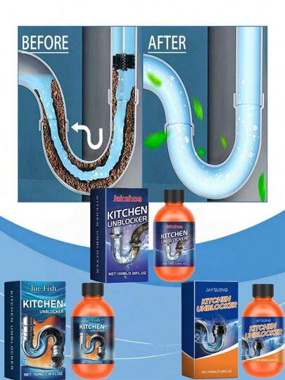 jakehoe Drain Cleaner - Household Kitchen & Bathroom Sink Drain Unclogging Cleaner. It Can Quickly Dissolve All Types Of Blockages And Restore Smooth Drainage.