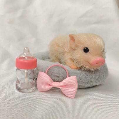 1 pieza Muñeca realista de lechón recién nacido lavable, de material de silicona suave de 12 cm, muñeca de lechón exquisita, se puede usar para juegos de vestir, también adecuada como regalo