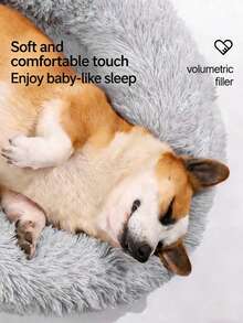 Letto rotondo imbottito per animali domestici, adatto per gatti e cani, tappetino caldo per animali domestici per l'inverno - Grigio - Visualizzare 3