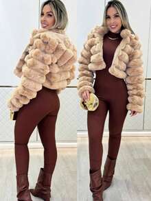Fleece-Lined Jacket - 杏色 - 查看 2