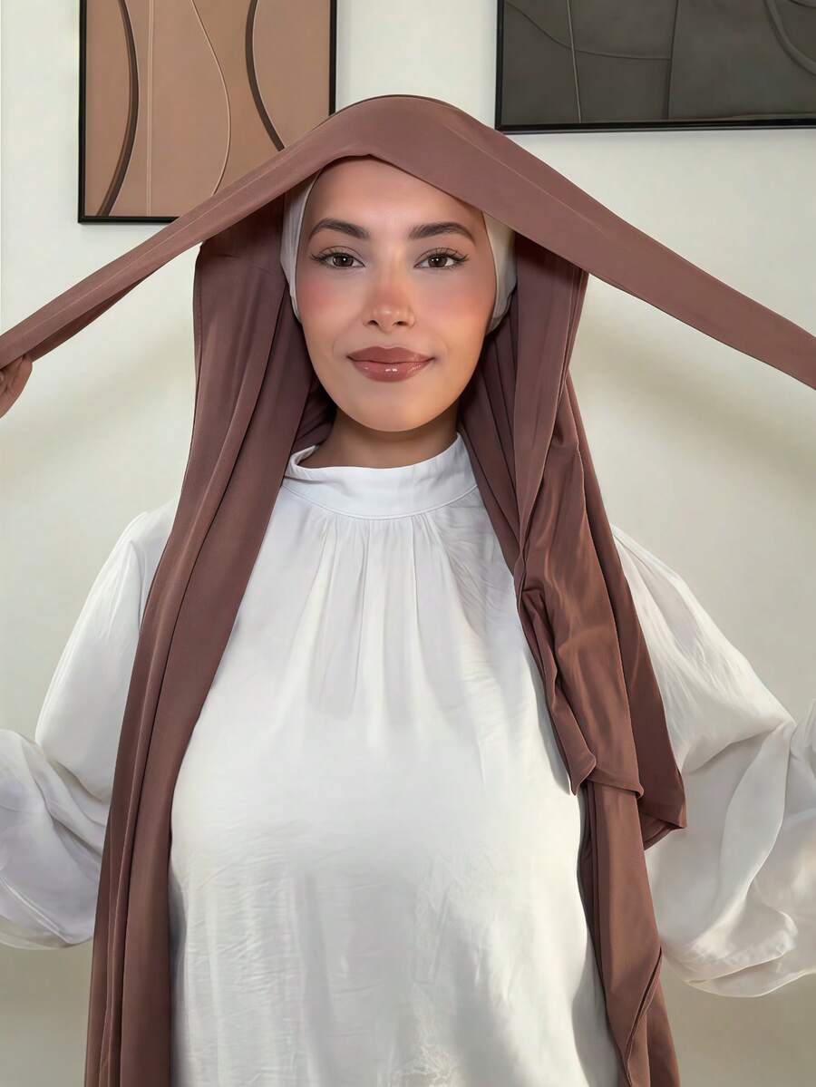 1 chiếc khăn trùm đầu Hijab buộc dây phía sau, chất liệu jersey mềm mại, thoáng khí, chống xù lông – Khăn trùm đầu thoải mái hàng ngày cho mọi mùa, dễ mặc và tạo kiểu, thích hợp cho bãi biển và kỳ nghỉ.