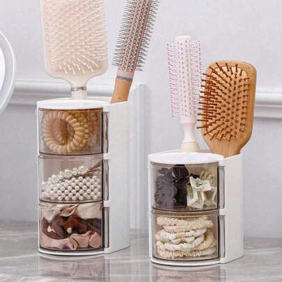 1pc Rotating Makeup Organizer - Can Store Makeup Brushes, Combs, Hair Clips, Hair Ties, Hair Pins And Jewelry, Ideal Gift For Mother's Day/Easter/Thanksgiving