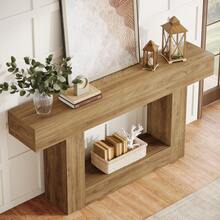 Tribesigns 63-Inch Long Console Table, 2-Tier Entryway Table Sofa Table With Storage, Farmhouse Wood Behind Couch Table For Living Room, Hallway, Brown - Brown - View 6
