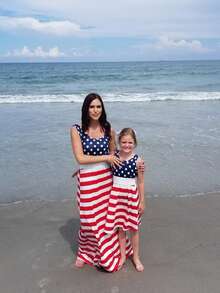 4th Of July Mommy And Me Matching Dress Family Matching Outfits Striped And Stars Print Sleeveless Long Maxi Dress For Women And Kids Girls Party Dress - Màu xanh lam - Xem 9