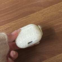 米色法罗群岛木马+箍形耳机保护套，兼容苹果Pro 3/Pro 2/4/3/2，时尚女士耳机保护套，简约耳机保护套，苹果耳机保护套，苹果耳机套 - 米白色 - 查看 4