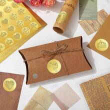 Vintage Embossed Foil Rose Crown Heart DIY Wedding Invitation Envelope Labels, Gold Embossed Seal - Multicolor - View 4