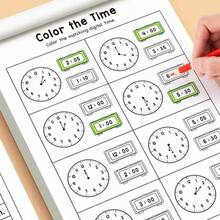 2pcs/Set 32-Page Math Conversion Practice Workbook With Timer, Suitable For Home Education Activities, Seconds, Minutes And Hours Practice - Multicolor - View 3