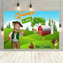 Green Grass Farm Theme Party Decoration  Background La Granja De Zenon Backdro Photo Backdrop Kids 1st Birthday Shower - Kiểu E - Xem 2