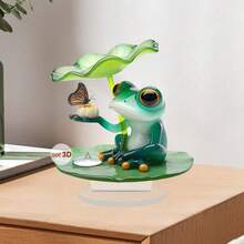 Décoration de bureau en forme de feuille de lotus en acrylique, ornement de table mignon en forme d'animal, cadeau pour les amateurs de grenouilles - A - Voir 3