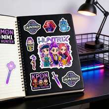 Hasbro Bộ sticker trang trí theo chủ đề KPop Hunters (K-POP: Hunters) - Thiết kế các thành viên nhóm nhạc nữ (Lumi/Mira/Zoe) với họa tiết sống động về buổi hòa nhạc và cảnh săn quỷ. Sticker tự dính, chống thấm nước, độ phân giải cao, có thể tái sử dụng. Hàng hóa sưu tầm dành cho người hâm mộ K-POP, dùng để trang trí sổ tay, làm đồ thủ công DIY, scrapbooking, gói quà, phụ kiện văn phòng phẩm, trang trí laptop, điện thoại, bình nước, hành lý. Bộ sticker trang trí theo chủ đề K-POP phong cách, giá trị tuyệt vời. - Nhiều màu - Xem 9