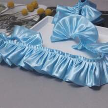 1 Yard X 6cm Lace Ruffle Trim, Polyester Satin Ribbon - Wavy Ruched Ribbon Sewing Craft Decor - Milky White - View 7