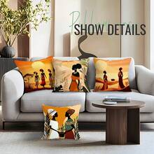 4pcs Traditional African Pattern Pillow Covers, Single-Sided Printed Cushion Covers, Suitable For Living Room, Bedroom, Home Decor, All Seasons - Multicolor - View 10