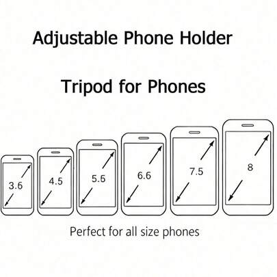 1个便携式相机/手机三脚架，可调节铝合金材质，适用于摄影、自拍、直播，兼容及其他智能手机