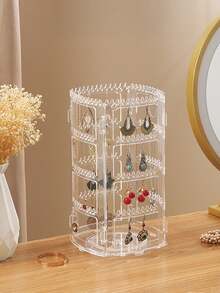 Giá đựng bông tai acrylic xoay 360° | Giá trưng bày trang sức 4 ngăn | Giá đựng bông tai xoay dung tích lớn | Giá trưng bày trang sức gấp gọn/đứng được cho bàn trang điểm, Giá đựng bông tai trong suốt cho bông tai, vòng cổ, vòng tay - Nhiều màu - Xem 13