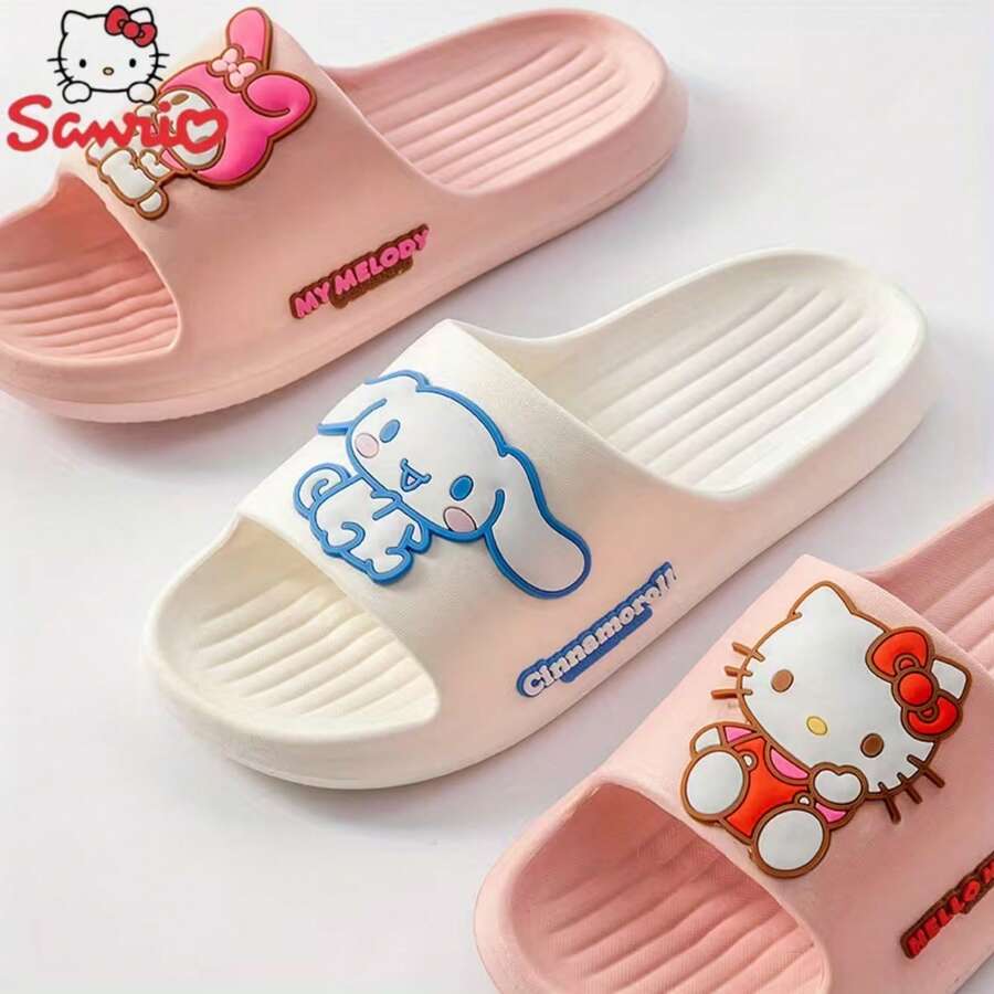SANRIO 新款休闲软底轻便拖鞋，卡通室内拖鞋，防滑浴室淋浴拖鞋，可爱人字拖 - 女款拖鞋 - 查看 1