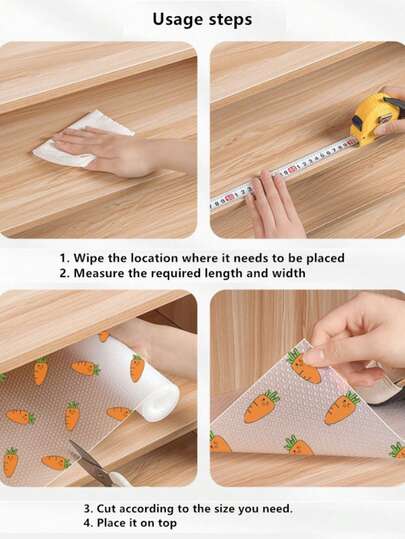 Household Carrot EVA Drawer Liner, Thickened Transparent Heat Insulation Mat, Cabinet Mat, Self-Adhesive Free Shoe Cabinet Anti-Dust Mat, Waterproof Non-Slip Moisture-Proof Mat. Available In 100cm And 300cm