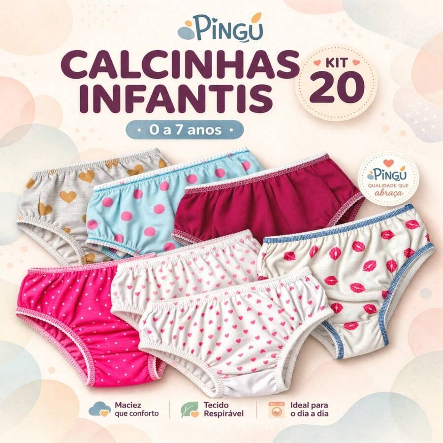 Children's Panties KIT 20 Baby Girl Panties 0 To 7 Years Cotton - 彩色 - 查看 1