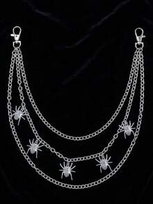 1pc Gothic Punk Style Pants Chain With Spider & Skull Pendant, Suitable For Men & Women To Pair With Jeans, Casual Pants, Daily Wear And Street Party - Silver - View 7