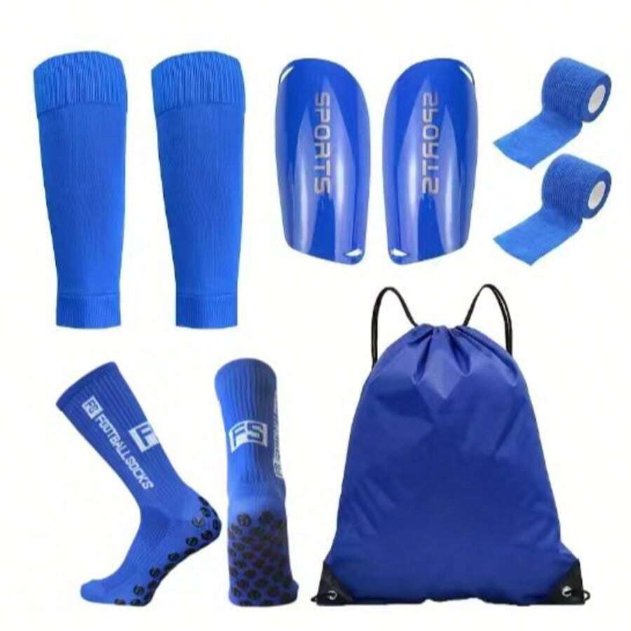 Sports Leg Guard Set - New Sports Accessories In Black/White/Blue/Red, High-Quality, Durable And Lightweight, Comfortable Fit Design, Suitable For Outdoor Sports Like Cycling And Running - 5-piece Football Accessory Set - View 1