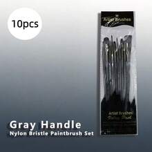Set de 10 piezas de pinceles de pintura, kit profesional de pintura al óleo y acuarela, suministros de artista portátiles para principiantes y adultos - 10 pinceles bicolor - Ver 6