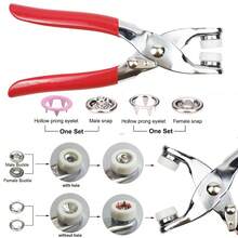 100pcs/Set 9.5mm 10 Colors Metal Snap Buttons, Hollow Metal Claw Snap Fasteners With Snap Pliers And Sewing Pressing Tool - Multicolor - View 4